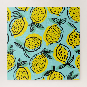 Lemon fruits: summer vintage pattern. jigsaw puzzle