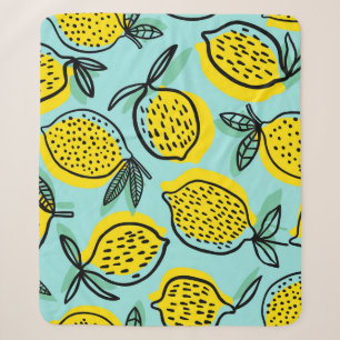 Lemon fruits: summer vintage pattern. sherpa blanket