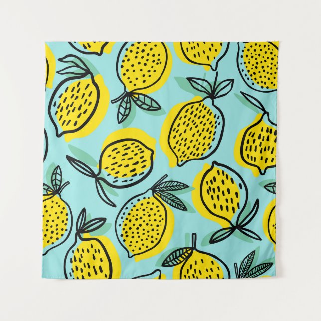 Lemon fruits: summer vintage pattern. tapestry (Front)