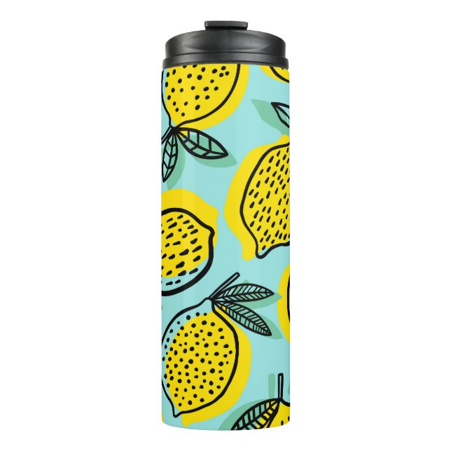 Lemon fruits: summer vintage pattern. thermal tumbler (Front)