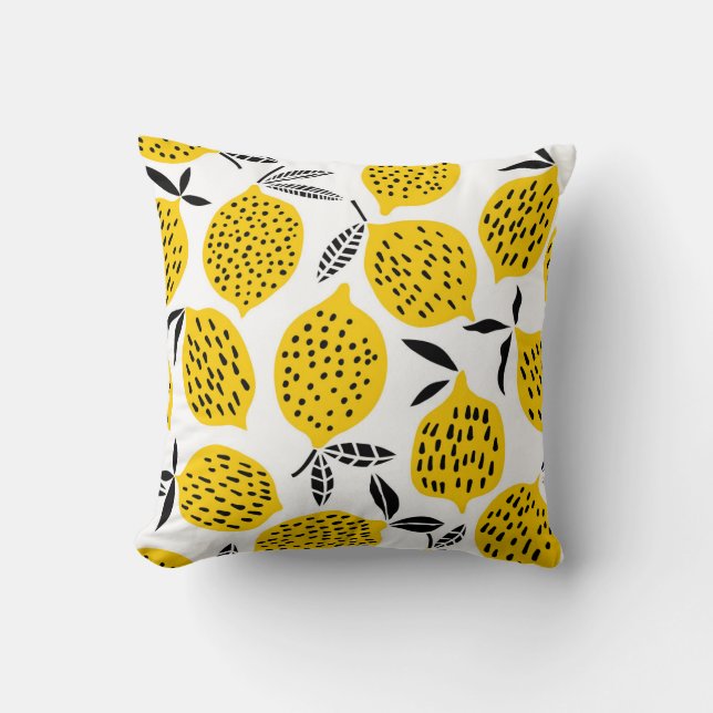 Lemon fruits: vintage seamless design. cushion (Front)