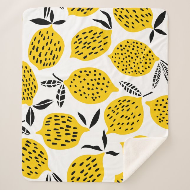 Lemon fruits: vintage seamless design. sherpa blanket (Front)