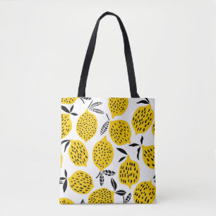 Lemon fruits: vintage seamless design. tote bag