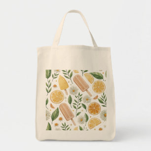 Lemon Garden Grocery Tote – Reusable Floral Shoppi Bag