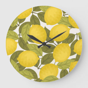 Lemon Garden: Vintage Endless Wallpaper Large Clock