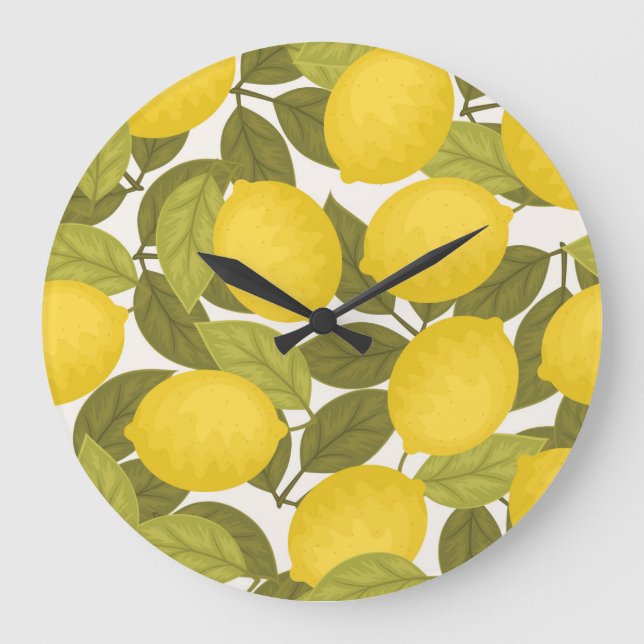 Lemon Garden: Vintage Endless Wallpaper Large Clock (Front)