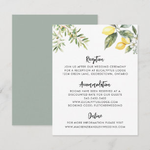 Lemon Garden Wedding Details Enclosure Card