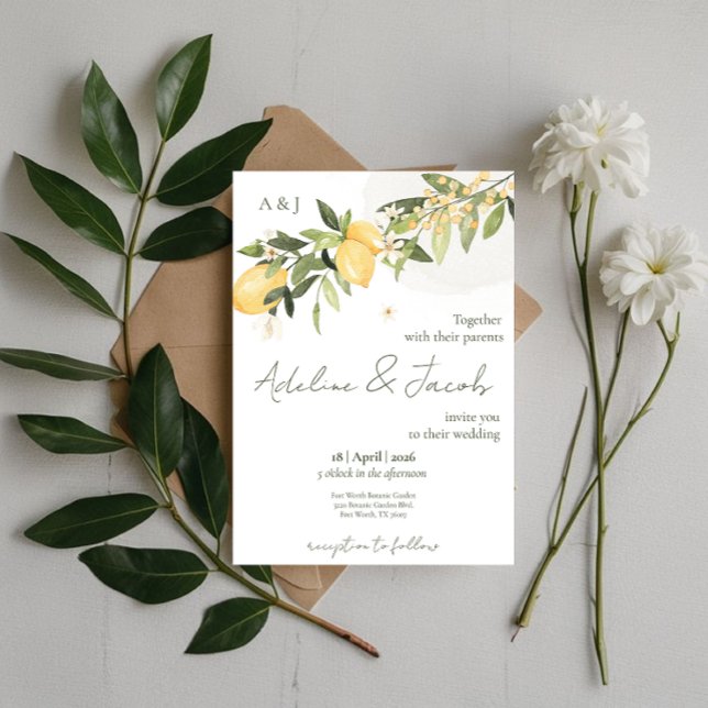 Lemon Garden Wedding Invitation (Creator Uploaded)