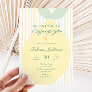 Lemon Gender Neutral Yellow Striped Baby Shower Invitation