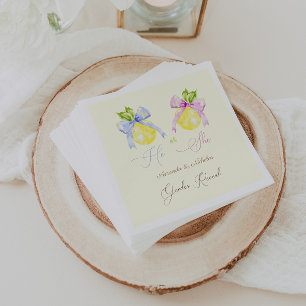 Lemon Gender Reveal Pink Blue Bow Napkin