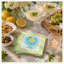 Lemon Gin & Tonic Garden Party Cocktail Napkins