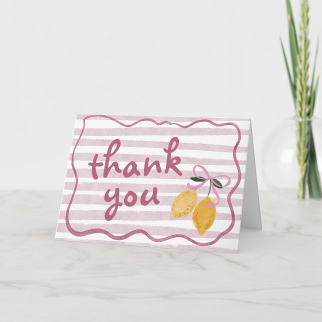 Lemon Girl Baby Shower Thank You Card (Front)