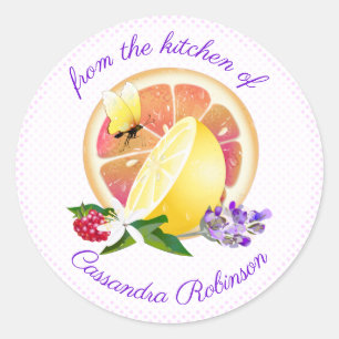 Lemon Grapefruit Citrus Fruit Lavender   Canning Classic Round Sticker