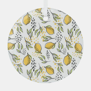 Lemon, green branches: abstract pattern. glass tree decoration