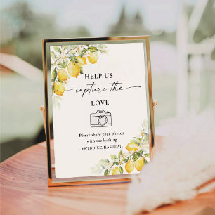 Lemon Green Citrus  Help Us Capture The Love Pedestal Sign