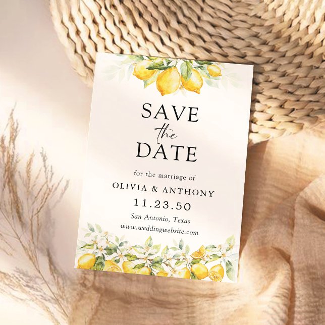 Lemon Green Citrus Save The Date Card (Creator Uploaded)