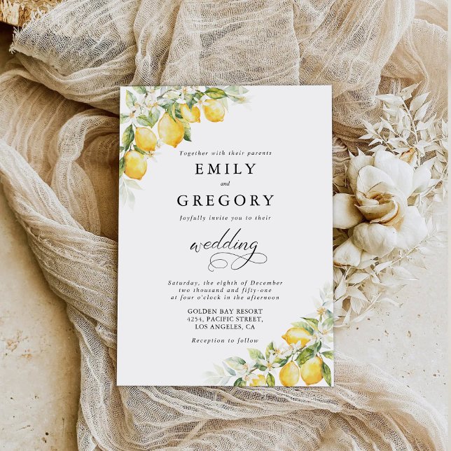 Lemon Green Citrus Wedding Invitation (Creator Uploaded)
