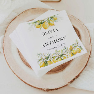 Lemon Green Citrus Wedding Napkin