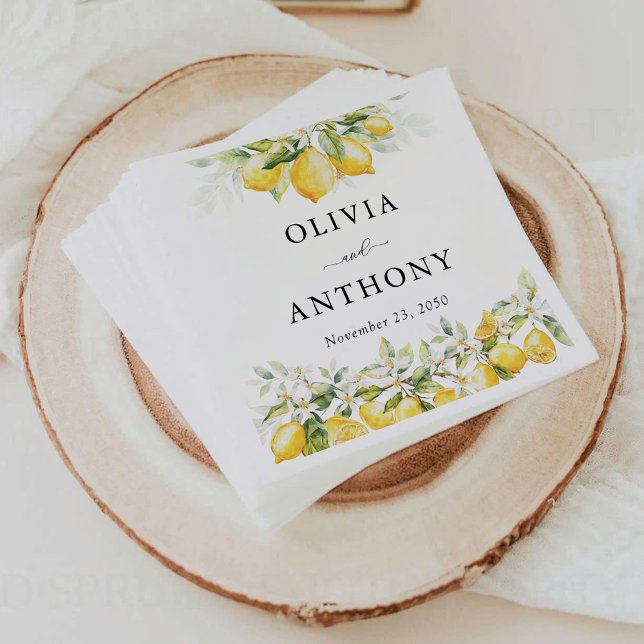 Lemon Green Citrus Wedding Napkin (Creator Uploaded)
