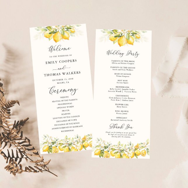Lemon Green Citrus Wedding Program Programme (Creator Uploaded)