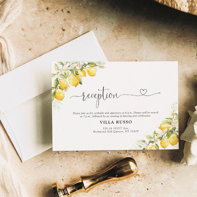 Lemon Green Citrus Wedding Reception Card (Creator Uploaded)