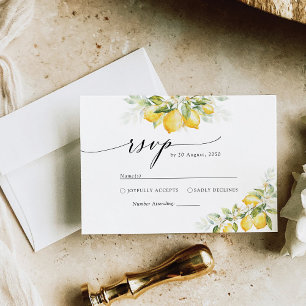 Lemon Green Citrus Wedding RSVP Card