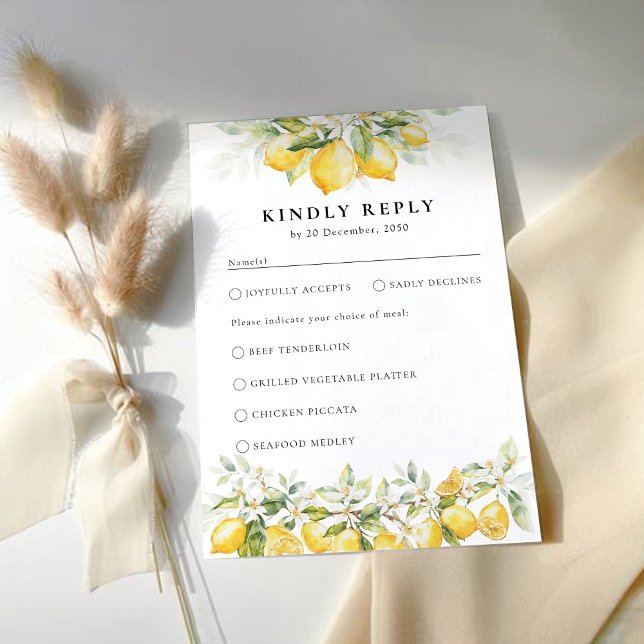 Lemon Green Citrus Wedding RSVP Card (Creator Uploaded)
