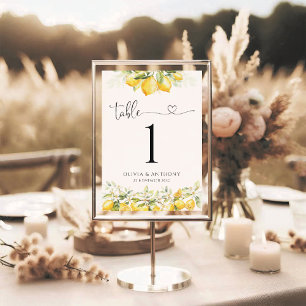 Lemon Green Citrus Wedding Table Numbers