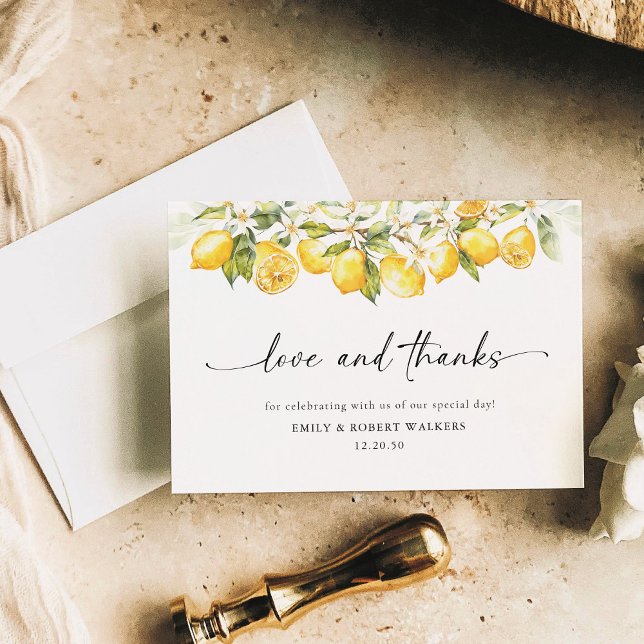 Lemon Green Citrus Wedding Thank You Card (Creator Uploaded)