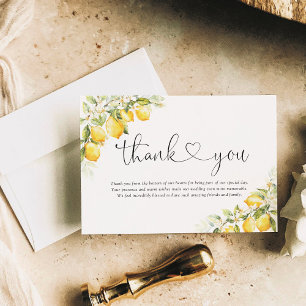 Lemon Green Citrus Wedding Thank You Cards