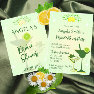 Lemon Green Cocktail Party Bridal Shower Invitation