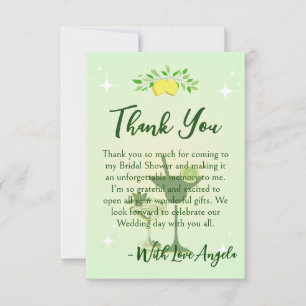Lemon Green Cocktail Party Bridal Shower Thank You Card