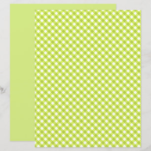 Lemon Green Gingham Scrapbook Paper