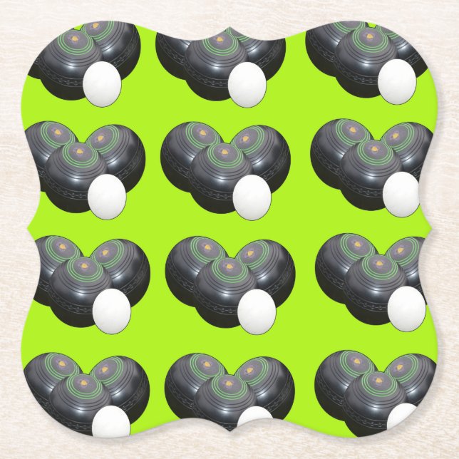 Lemon Green Lawn Bowls Pattern, Party Coasters (Front)