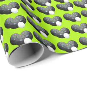 Lemon Green Lawn Bowls Pattern, Wrapping Paper