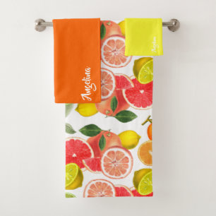 Lemon green orange citrus Pattern name Bath Towel Set