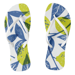 Lemon Green Pattern Flip Flops