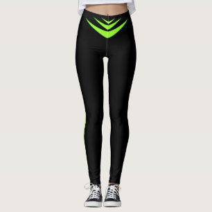 Lemon Green Triple Boomerang on Black Leggings