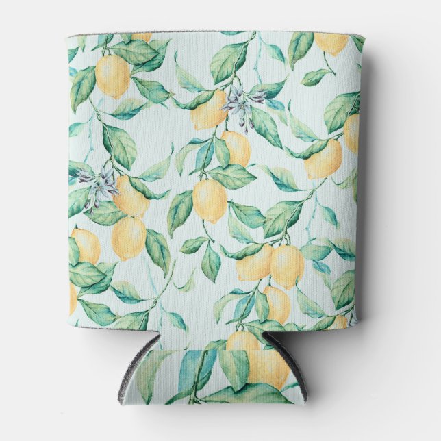Lemon Green Watercolor: Seamless Romance Can Cooler (Front)