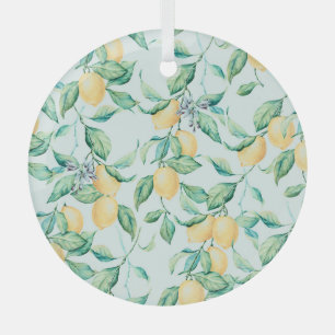 Lemon Green Watercolor: Seamless Romance Glass Tree Decoration