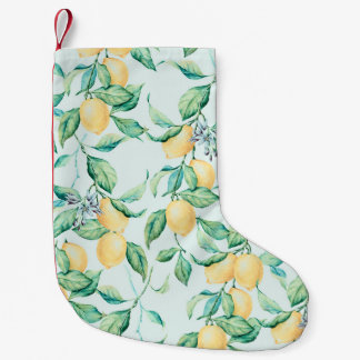 Lemon Green Watercolor: Seamless Romance Small Christmas Stocking