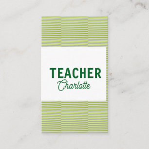 Lemon green white stripes teacher professor name c business card