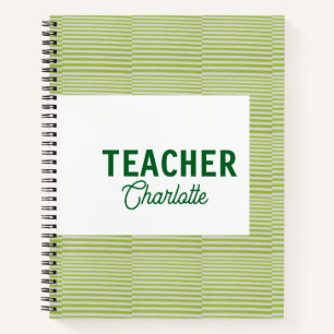 Lemon green white stripes teacher professor name c notebook