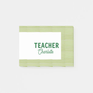 Lemon green white stripes teacher professor name c post-it notes