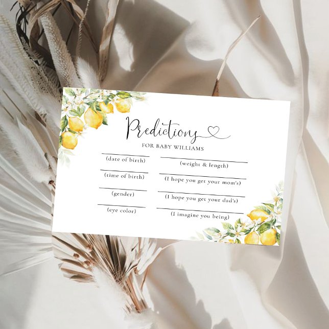 Lemon Greenery Citrus Baby Shower Predictions Card (Creator Uploaded)