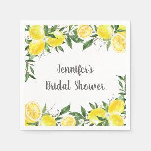 Lemon Greenery Gold Bridal Shower Napkin