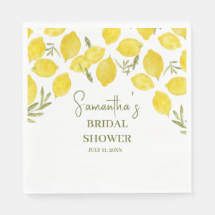 Lemon Greenery Italian Yellow Olive Bridal Shower Napkin
