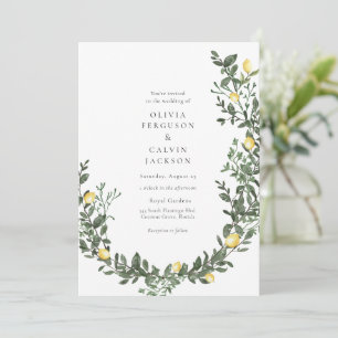 Lemon Greenery Vines Wedding Invitation