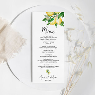 Lemon Greenery Wedding Menu