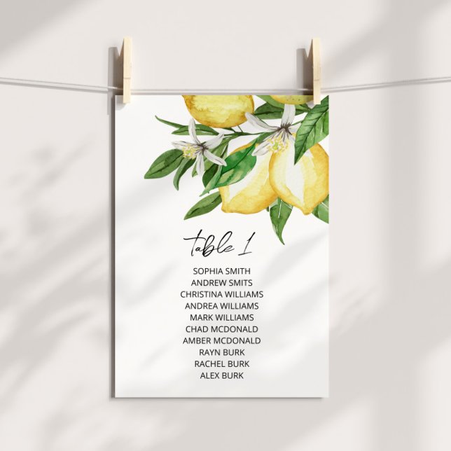 Lemon Greenery Wedding Seating Chart Cards (Creator Uploaded)